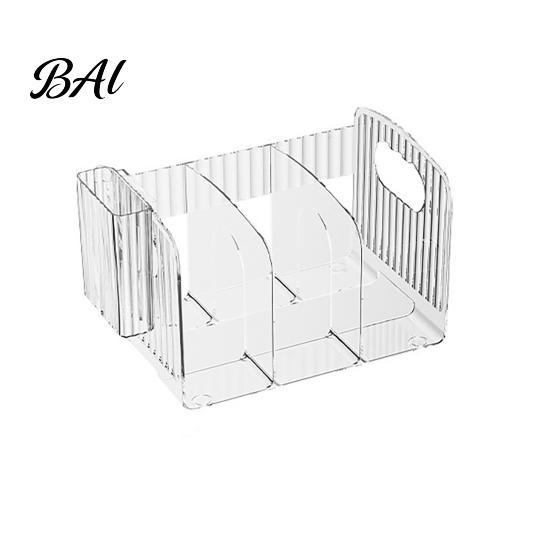 Clear Book Organizer for Desk Magazine Holder, 3/4-Compartment Organizer, Vertical Bookend File Heavy Duty Holder Office Sorter Accessories