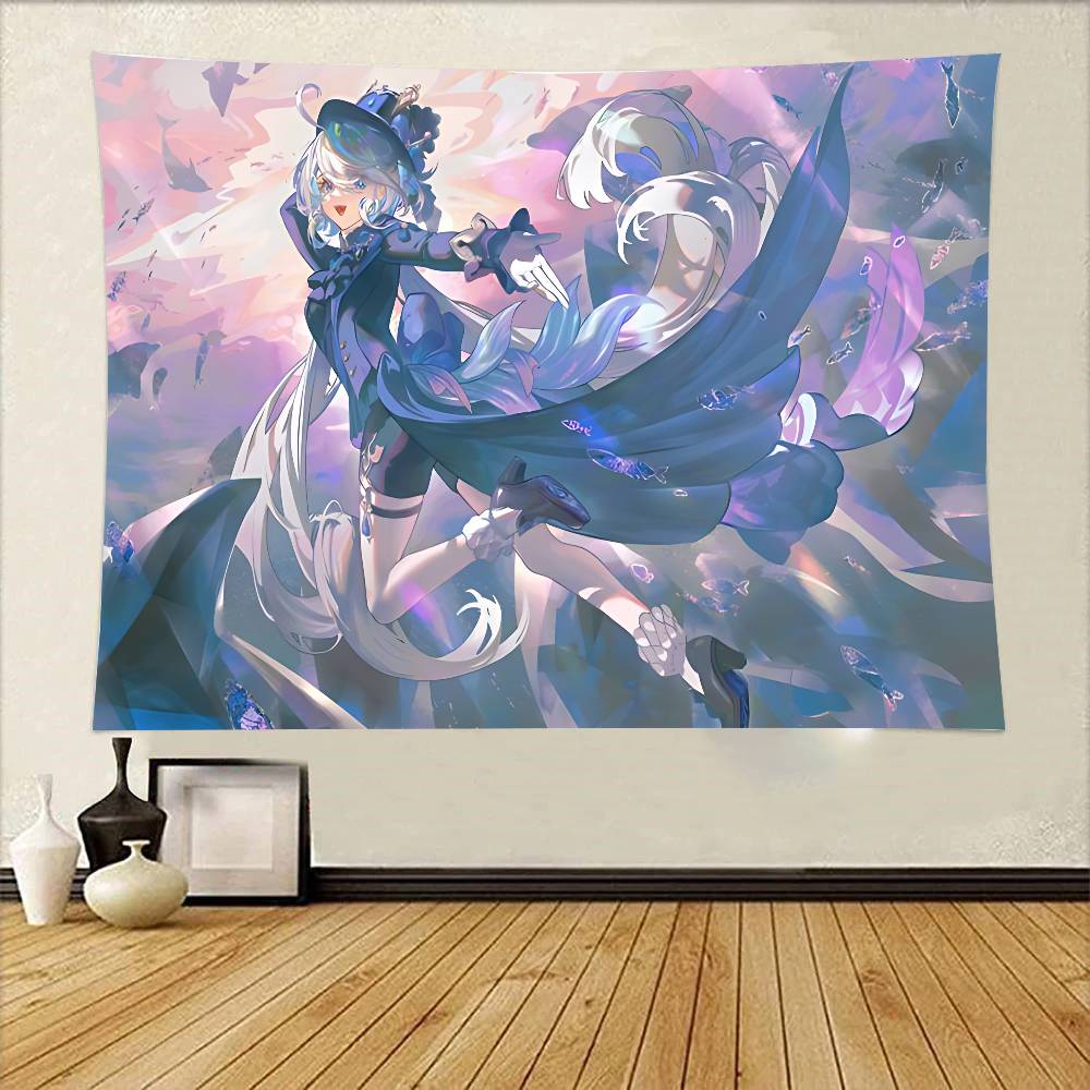 

D-Furina From T-Genshin Impact Tapestry Wall Hanging Tapestry Art Deco Blanket Curtain Hanging At Home Bedroom Living Room Decor 60X110cm