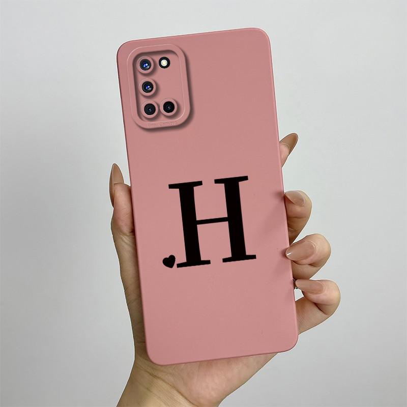 Für OPPO A52 A72 A92 Hülle CPH2061 CPH2067 CPH2059 CPH2069 Handyhülle Niedliche Initialien Quadratisch Stoßfest Silikon Rückseite