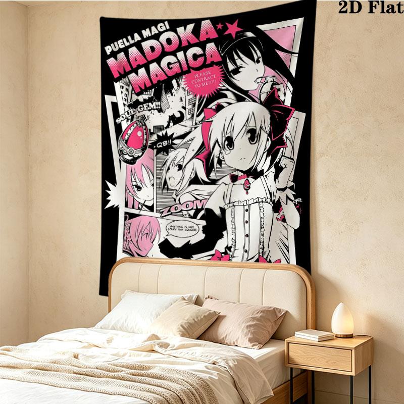 Puella Magi Madoka Magica Wall Tapestry Aesthetic Wall Hanging Printed Fabric Blanket Decorative Tapestries For Bedroom Living Room Home Decor