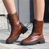 Fashion 2025 Autumn Winter New Boats Women Female High Heel Lace Up Ankle Boots Platform Artificial Leather Ladies Shoes Zapatos Mujer