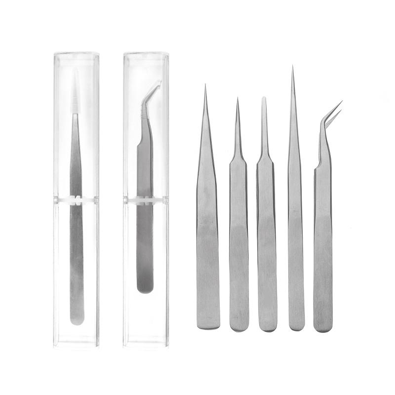1 Pc Stainless Steel Black Tweezers Multi-size Curved Tips Tweezer for Jewelry Making Manicure Beading Pick-Up Tools Supplies