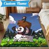 Custom Name Friends Forest Brown Bear Rug for Living Room, Game Rooms, Office, Bedroom, Floor Mat Playful Design, fan gifts Christmas decor