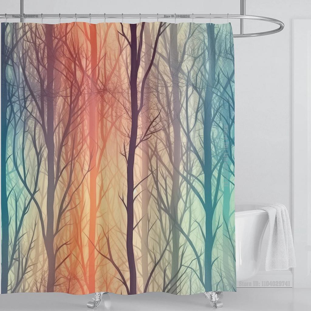 Mystical Forest Print Waterproof Shower Curtain - Stylish, Durable & Easy-Care Choice for Serene Nature-Inspired Bathroom Déco