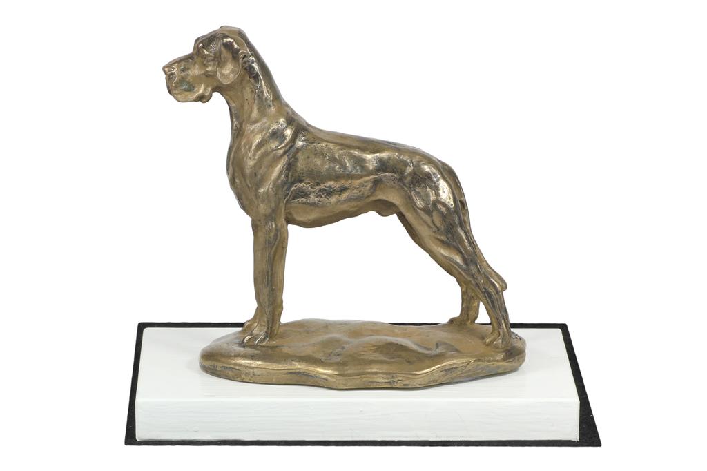 Great Dane II - hundefigur, figur på hvit base, trofé for Art-Dog hundeutstilling