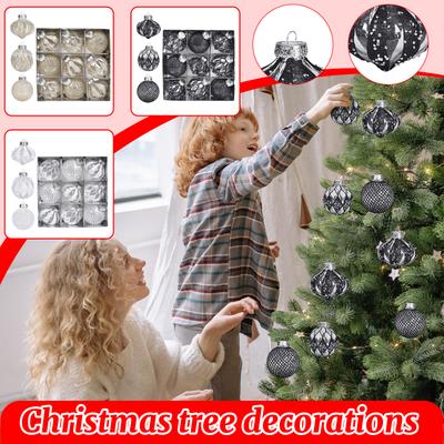 8cm 9 unid Decoração de Árvore de Natal Decoração de Festa Bola de Natal PET