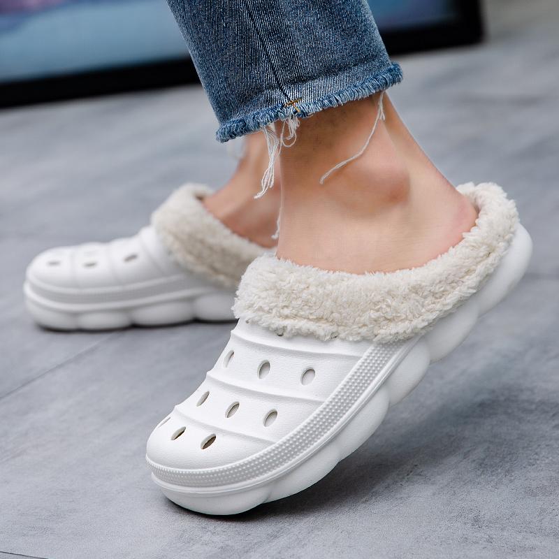 Winter Men Women Slippers Warm Furry Slippers Unisex Ccise Indoor Home Cott Shoes Men Casual Fluff Slides Plush Fur Clogs 45
