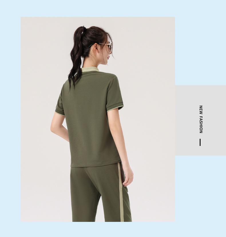 Women's Summer Sportswear Set: Lapel Short Sleeve Top & Loose Long Pants, Plus Size, Casual Two-Piece Running Suit