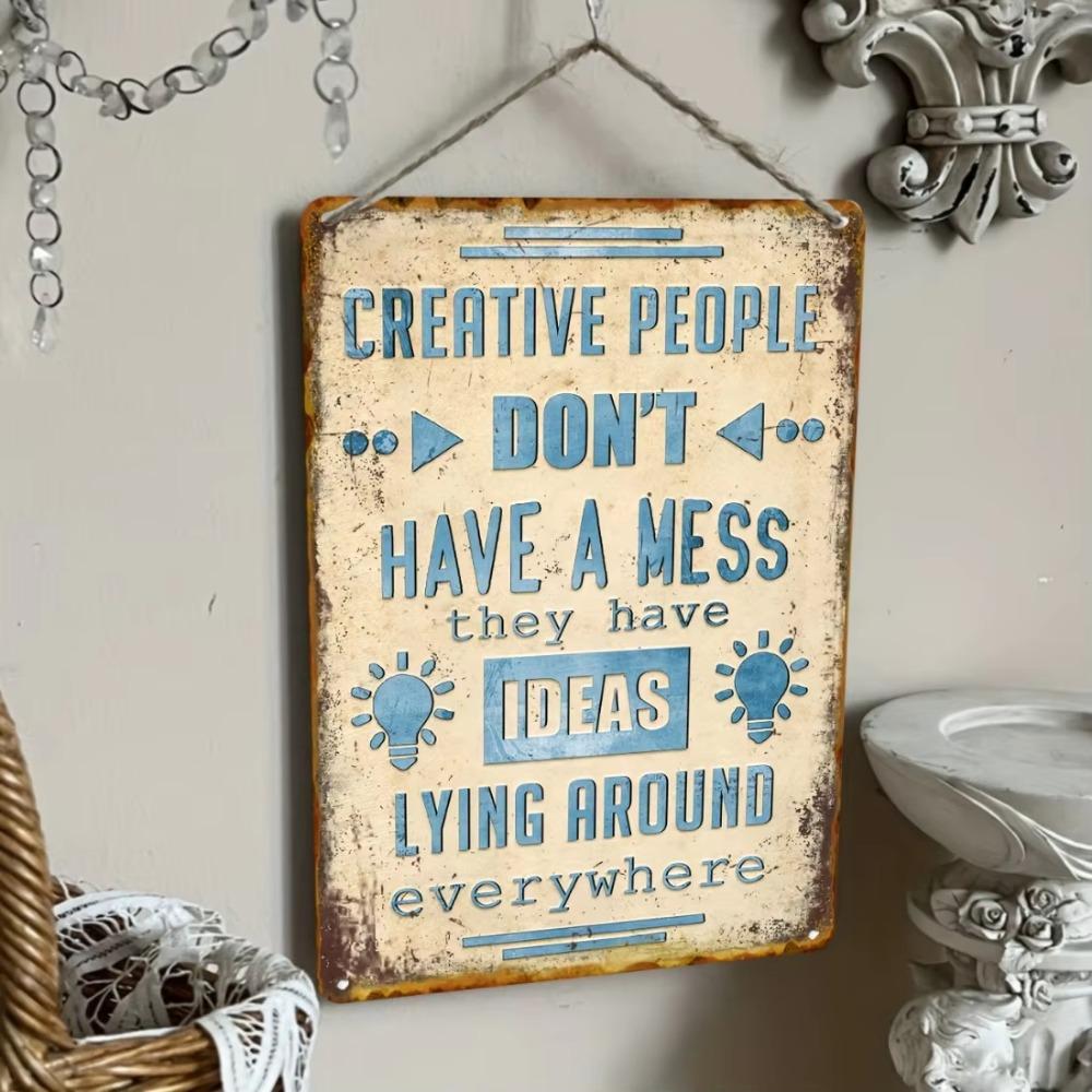 Creatives Quote Metal Sign - Yellow Tinplate Metal Painting Art Wall Art Deco Office, Home, Farmhouse, Bathroom, Bar