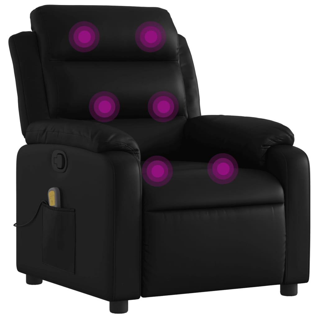 Massage Recliner Chair Artificial Leather Black