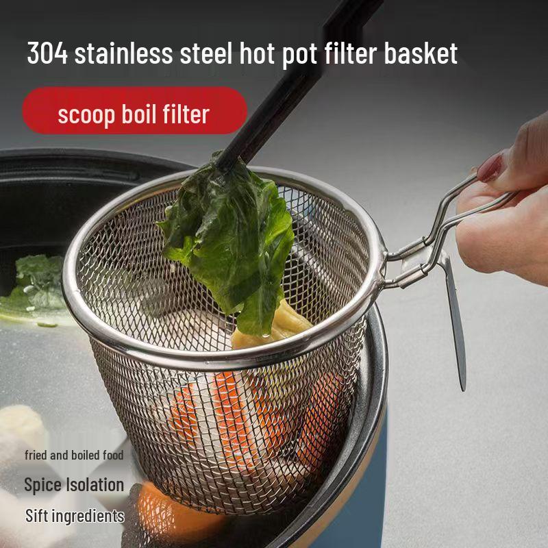 Stainless Steel Deep Fry Skimmer with Thickened Mesh Strainer