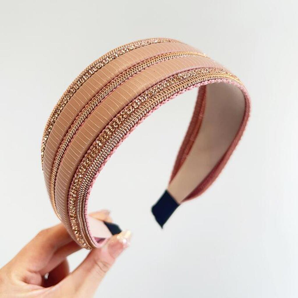 PROLY New Fashion Headband For Women Wide Side PU Leather Hairband Top Quality Shining Rhinestone Hair Accessories