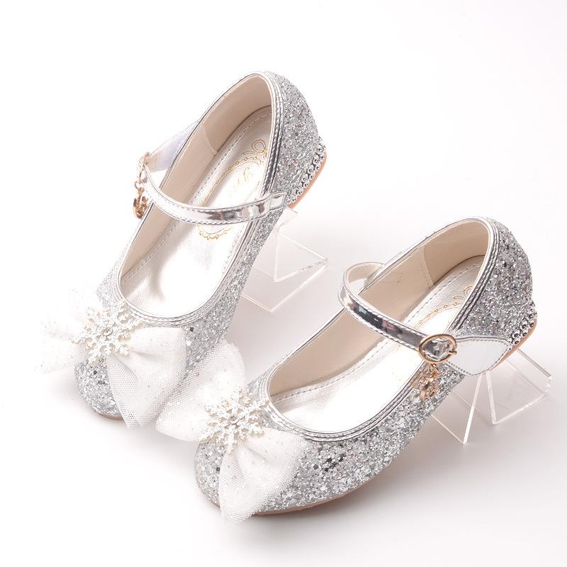Kinder High Heel Schuh Mode Herbst Mädchen Prinzessin Glitzer Schleife Lederschuhe Causal Hochzeit Kinder Pailletten Tanzschuhe