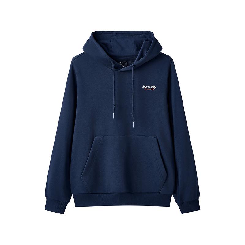 Skechers Sport Alliance Series Letter Print Knitted Hooded Pullover Long Sleeve Sweatshirt Women sweatshirt Navy-Blue L424W088-002Z M