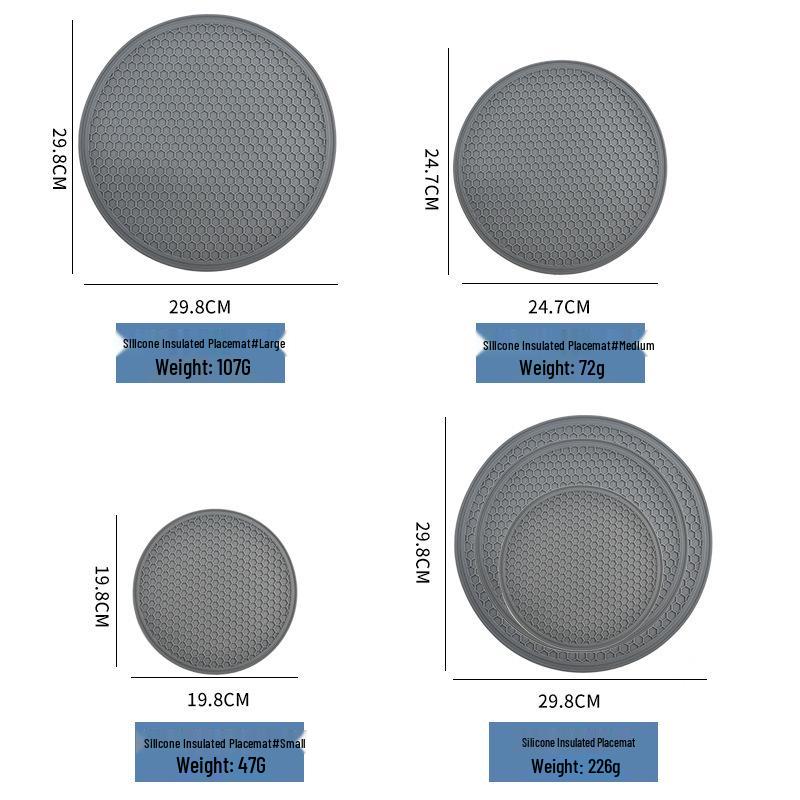 Tappetino da Tavola e Microonde in Silicone a Nido d'Ape - Rotondo, Multifunzionale, Isolante, Anti-scottatura, Ideale per Ciotole, Piatti e Casseruole.