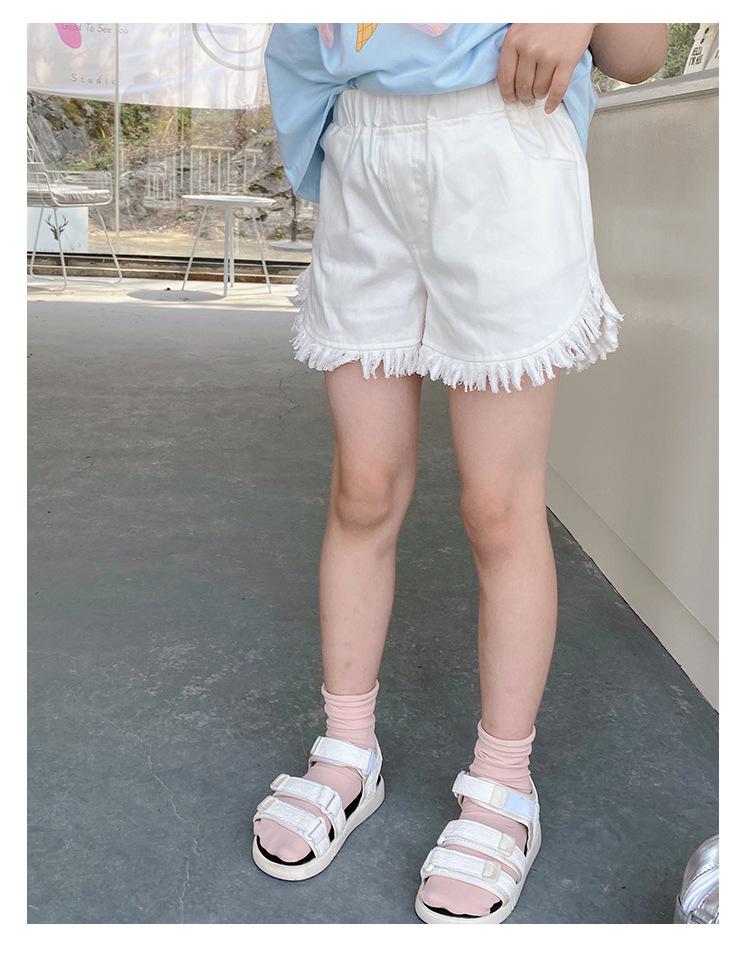Girls' Summer Denim Shorts - Versatile, Loose-Fit, Mid to Big Kids Three-Quarter Pants
