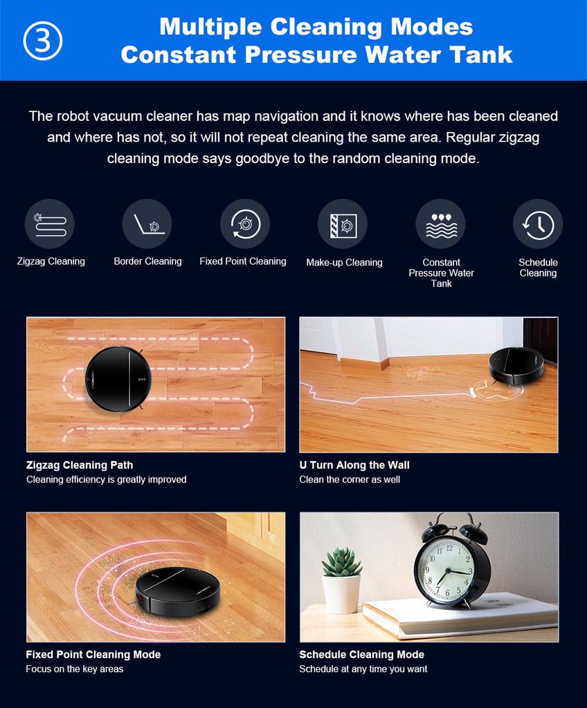 Liectroux M7S Pro Robot Vacuum Cleaner Smart 2D Map Navigation  4000 Pa Suction Power WiFi APP & Voice Control