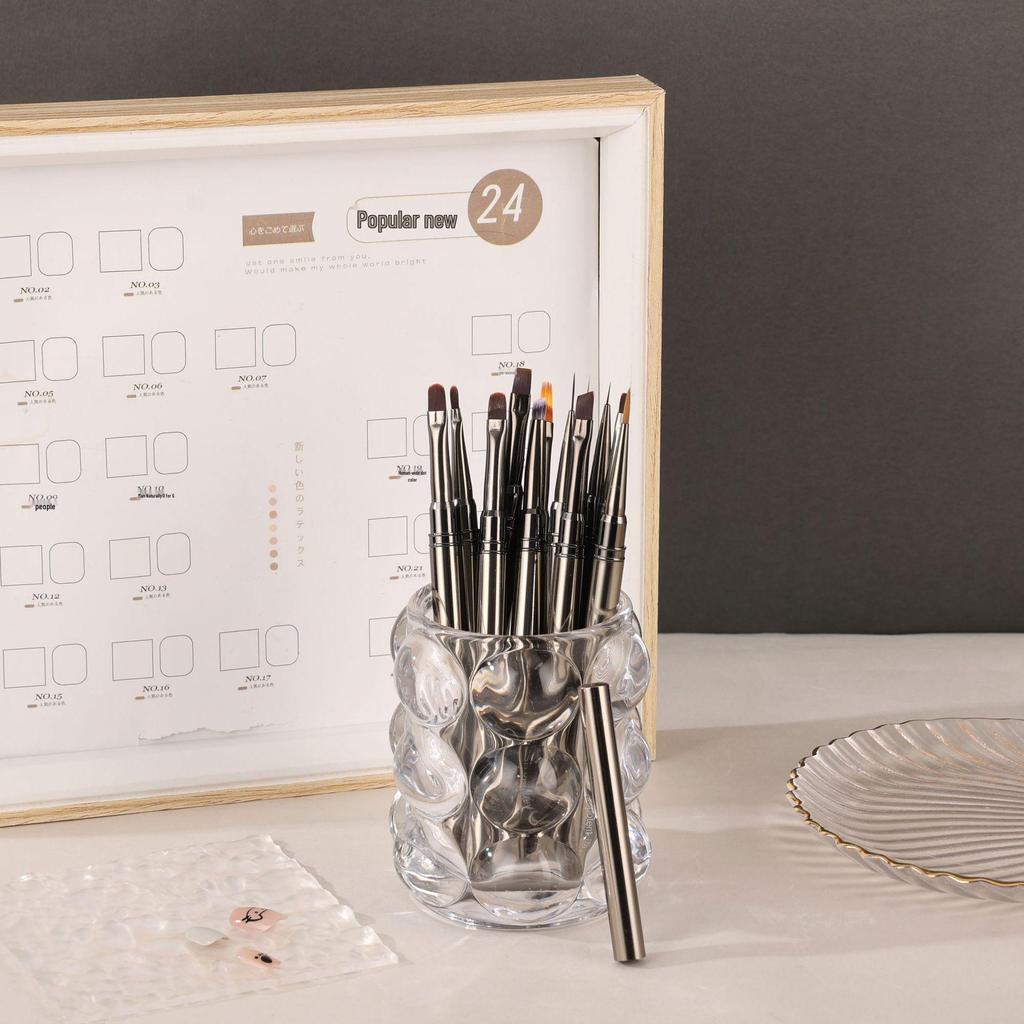 12-Piece Gradient Nail Art Brush Set - Round Head for Line & Flower Painting