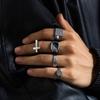 Inlaid Diamond Square Ring for Men, Niche Retro Fashion Personality Titanium Steel Ring, Index Finger Ring, Men's Jewelry