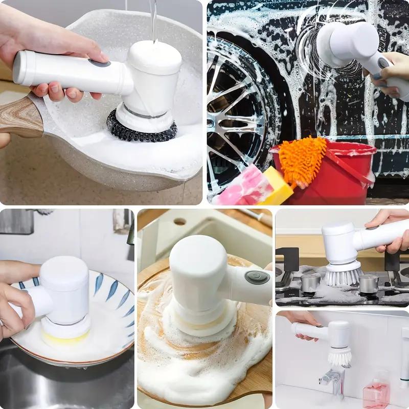 Electric Spin Scrubber,Bathroom Cleaning Brush Power Scrubber with 5 Replaceable Brush Heads, Electric Cleaning Brush