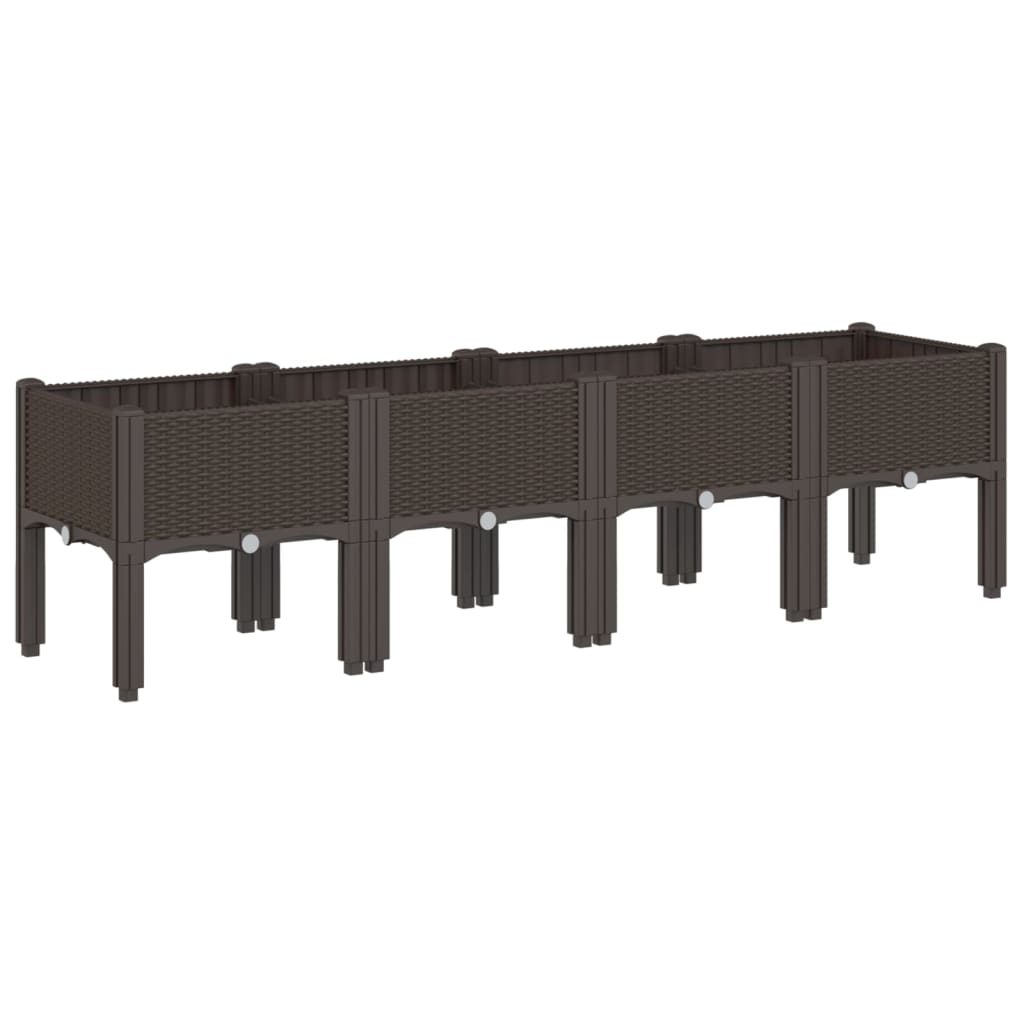 Planter with Legs Brown 160 x 40 x 42 cm PP