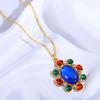 Diamond-encrusted Colored Necklace High-end Pendant Sweater Chain Exquisite Necklace