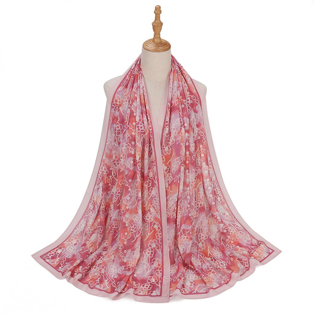 New Designs Printed Hijab Chiffon Scarfs For Women Scarves Muslim Fashion Turbans Malaysian Muslim Hijabs Wraps Ramadan Turban
