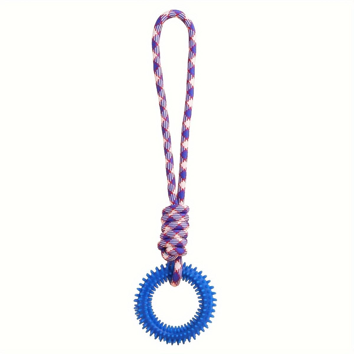 

1pc Thorn Circle Decor Dog Rope Toys Ball With Handle Dog Teeth Grinding Teeth Cleaning Resistant Chewing Interactive Pet Toy синій