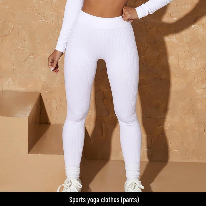 Seamless European and American Yoga Outfit: Sports Underwear, Long Sleeve Vest, and High Waist Pants for Women