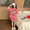 Kids' Summer Cartoon Pajama Set - Short Sleeve & Shorts for Girls