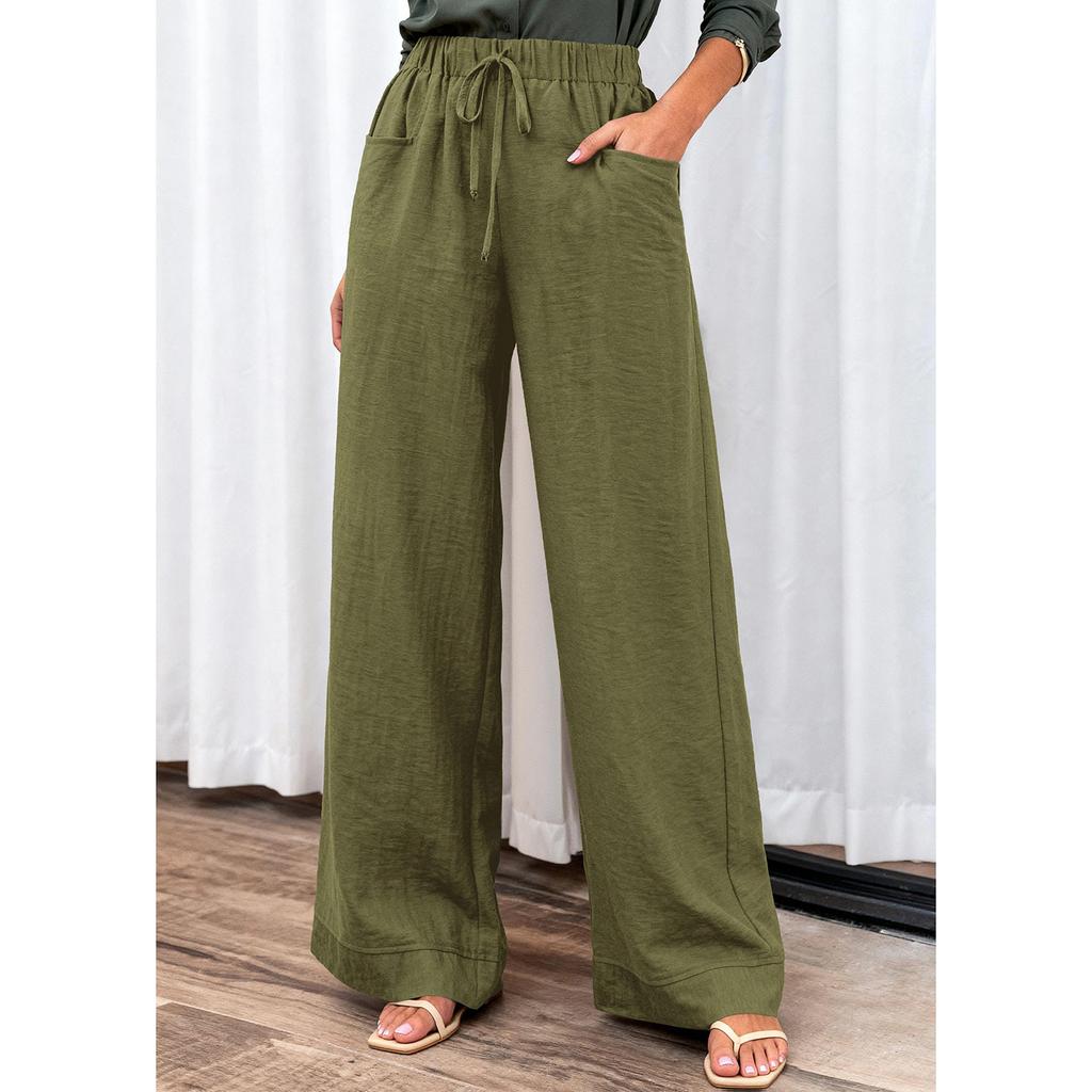 Pantaloni largi casual și la modă pentru femei, colorați, cu buzunare