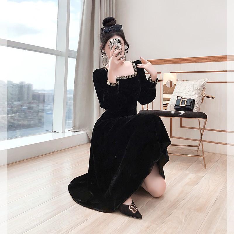 

French evening dress women s new black temperament light luxury host dress can usually be worn S чёрный