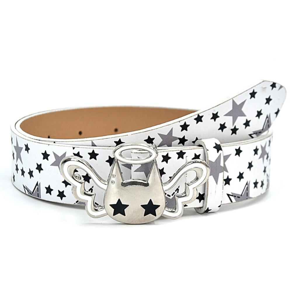 PU Leather Strap Star Print Belt Casual Y2K Waistband Decorative Jean Belt Mini Skirt Styling
