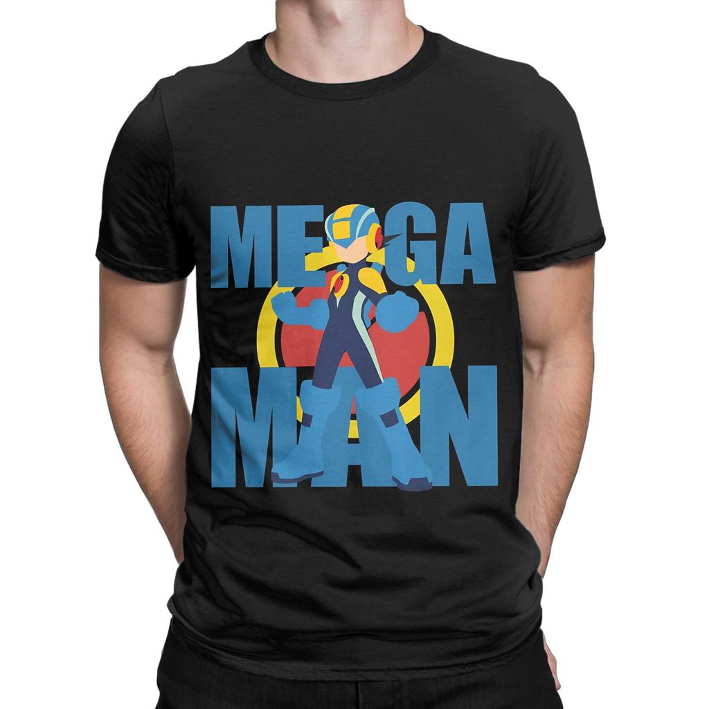 Mega Emblem Minimal Funny 100% Cotton T-Shirt Megaman Tees Tops For Men