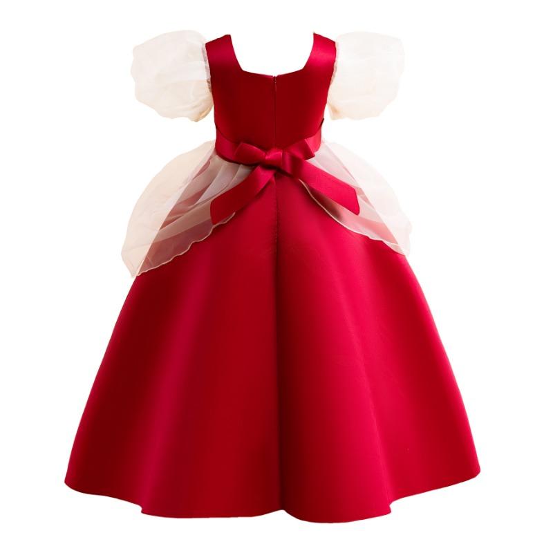 Vintage Royal Puff Sleeve Big Kids Girls Princess Long Formal Dress Gown