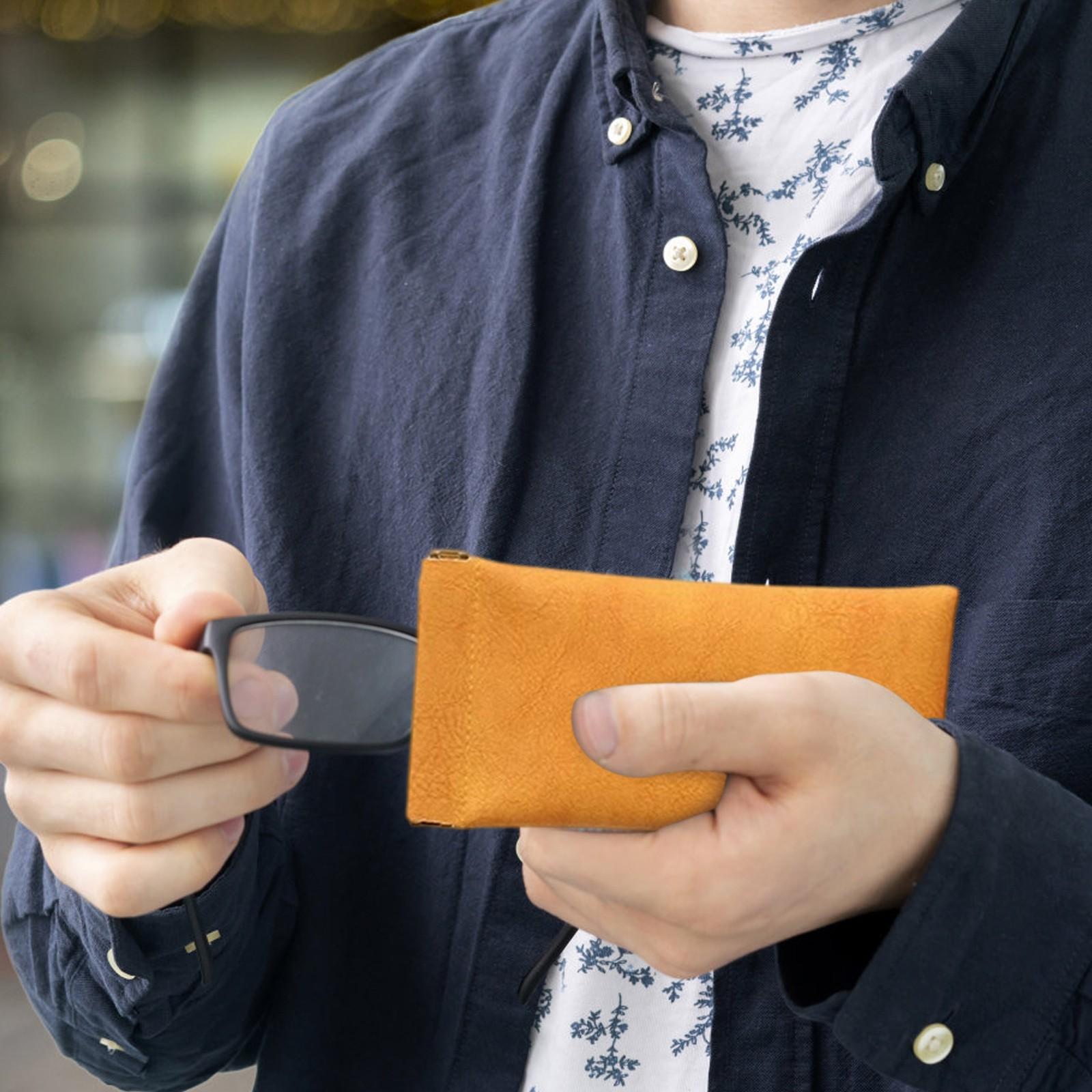 

With Cloth Glasses Bag Women Sunglasses Storage Box Sunglasses, Portable Top Leather Glasses Case One Size