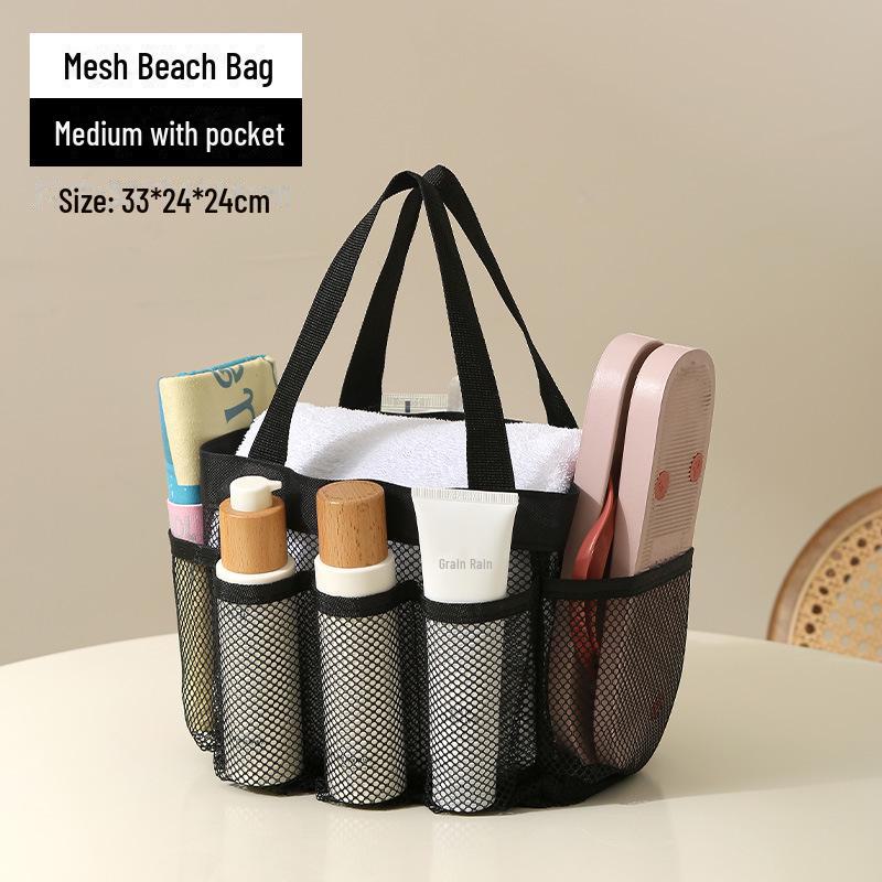 Large Capacity Mesh Beach Bag: Versatile Shoulder and Hand-Held Travel Wash Bag