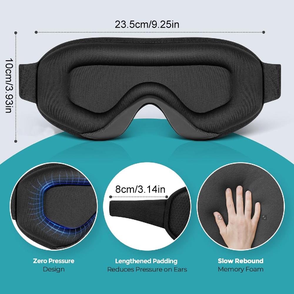 1pcs 3D Contoured Sleep Mask,Light Blocking Zero Pressure Eye Mask with Adjustable Strap for Men Women,Ideal for Sleep,Travel