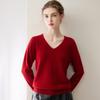 Women's 100% Pure Cashmere V-Neck Long Sleeve Pullover Sweater for Spring and Autumn.