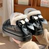 New fashionable thick-soled heightening bow cotton shoes winter velvet warm soft-soled shoes hairy snow shoes