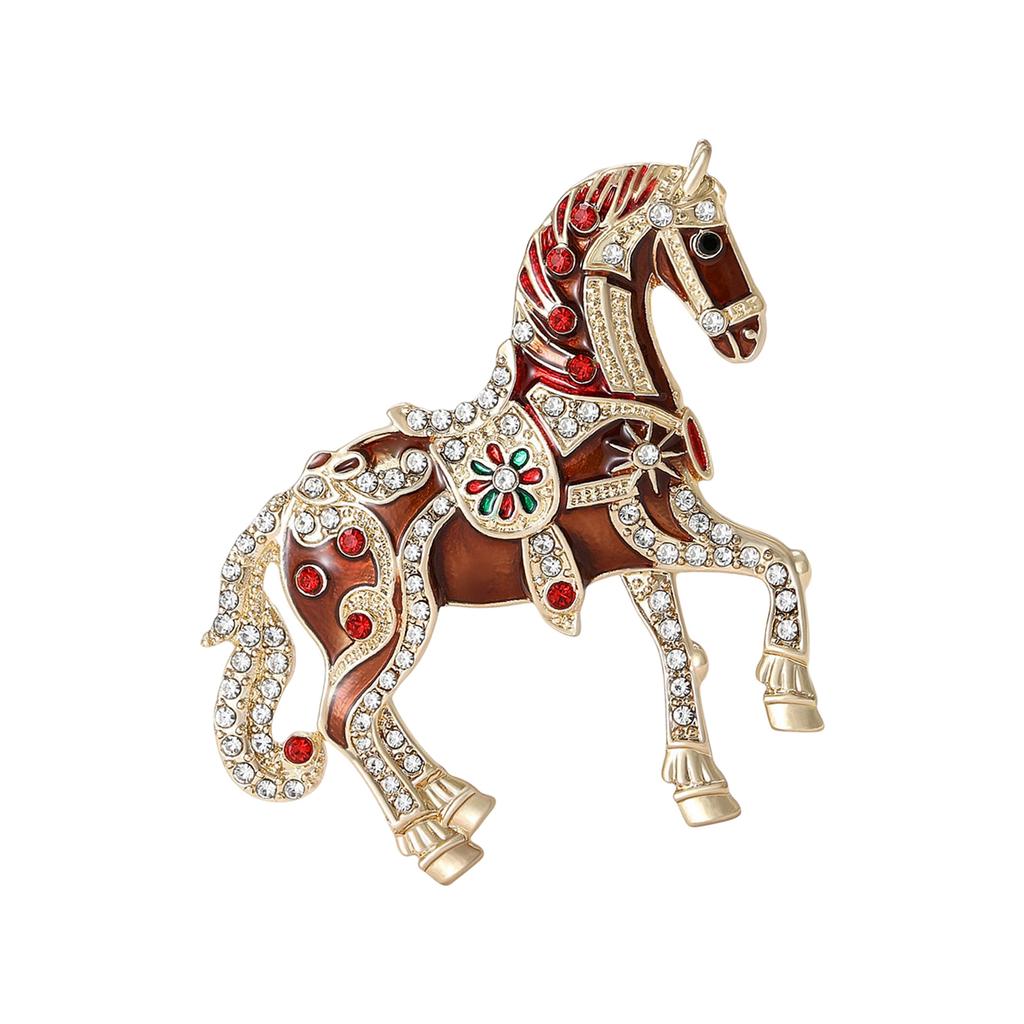 Dainty Enamel Horse Pin With Rhinestones Elegant Animal Lapel Accessory For Parties Event Daily Accessories