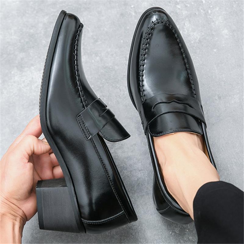 

Новые лоферы пенни мужские остроносые из лакированной кожи с увеличением роста повседневная обувь обувь для свадебного платья и выпускного вечера Zapatos Hombre 38