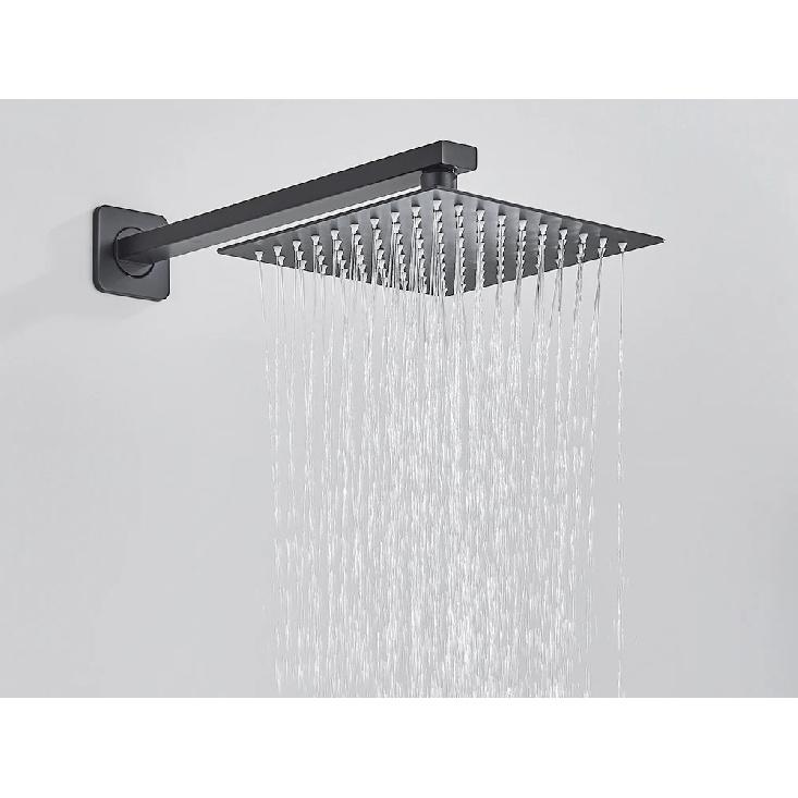 Stainless Steel Black Shower Head 8/10/12 Inch Chrome Rainfall Bath Head Wall Mounted Bathroom Accessories