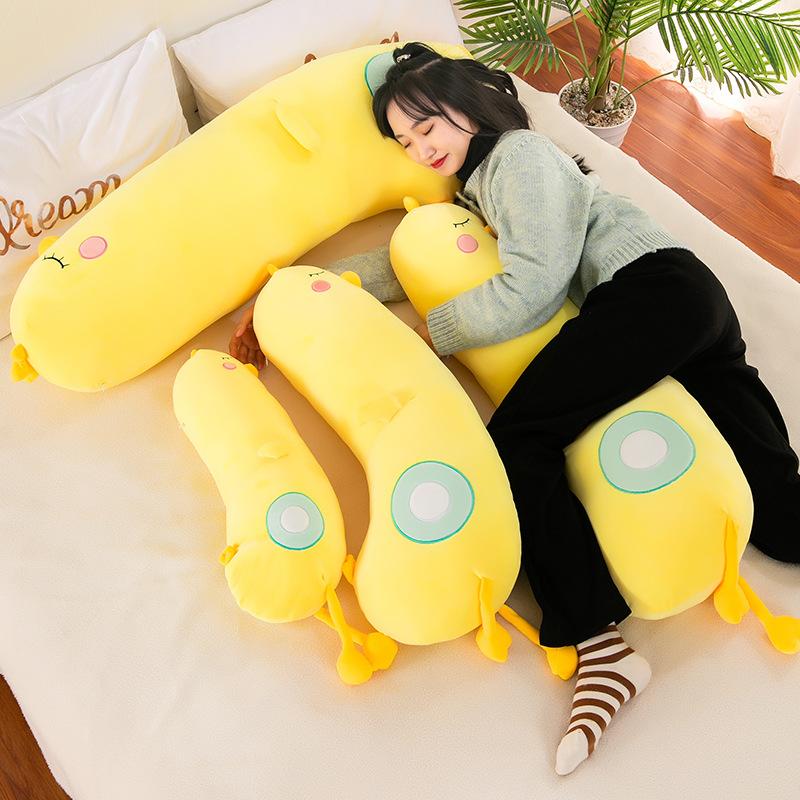 Cute Little Yellow Chicken Doll Plush Toy Girl Sleeping Between Legs Long Throw Pillow Children Soothing Doll Doll