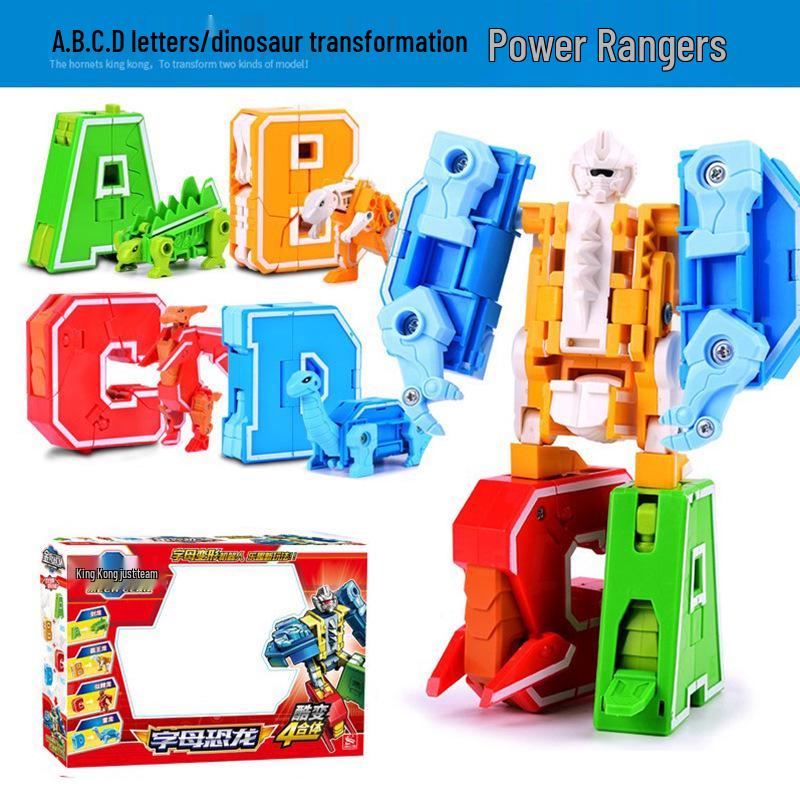 Power Rangers Alphabet & Number Transforming Robot Building Blocks Toy Set for Kids