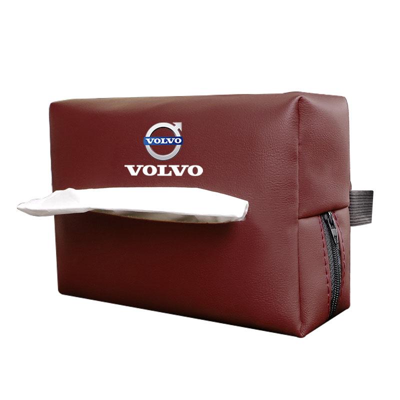Leather Car Tissue Box Sun Visor Seat Back Hanging Bag Accessories For Volvo Rdesign V60 V40 XC90 S60 C30 XC60 V50 V70 S90 AWD