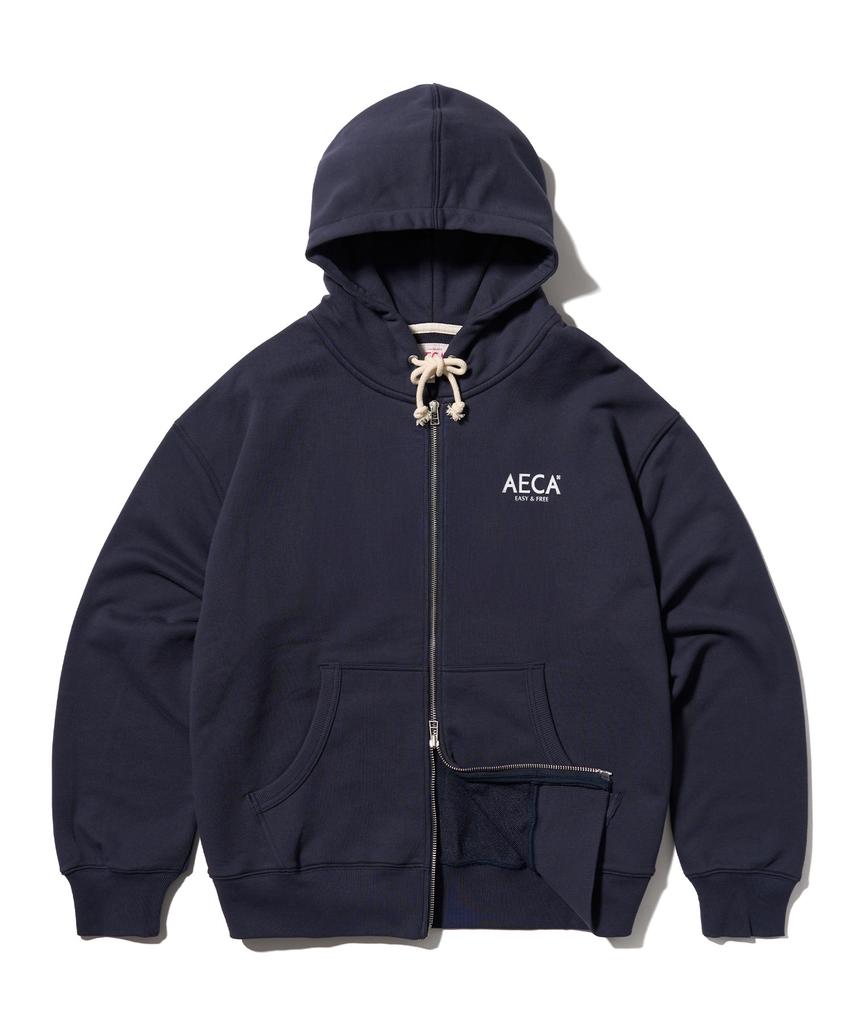Aeca Aeca Signature Zip Up Hoodie-Navy