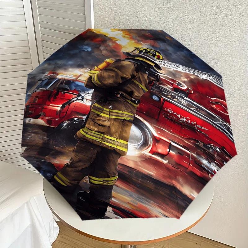 1PC firefighter firetruck Umbrella-8-Rib Reinforced, Automatic Open, Lightweight & Durable, Fashion Accessory for Outdoor-D393