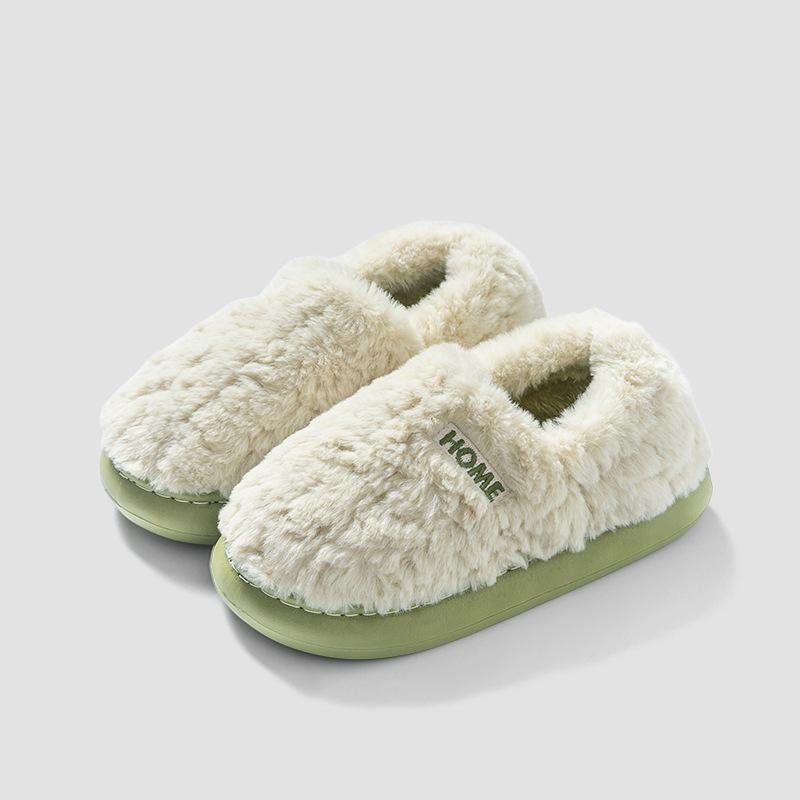 Slippers Women's Winter Home Warm Non Slip Plush Shoes Men Wearing Outside