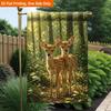 2D Flat - 2D Flat Printing Garden Flag 1pc, Forest Deer Peacefully Wandering Durable Single-Sided Print Yard Flag, Garden & Home Holiday Decoration, 2